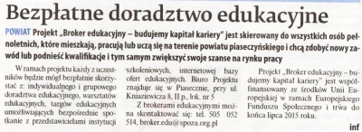 "Broker edukacyjny - budujemy kapitał kariery", Kurier południowy