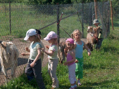 Radosne Maluchy na wycieczce do mini zoo.